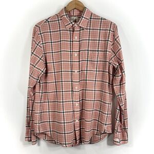 Relwen Plaid Shirt Mens Size Medium Orange Long Sleeve Button Up Shirt Cotton